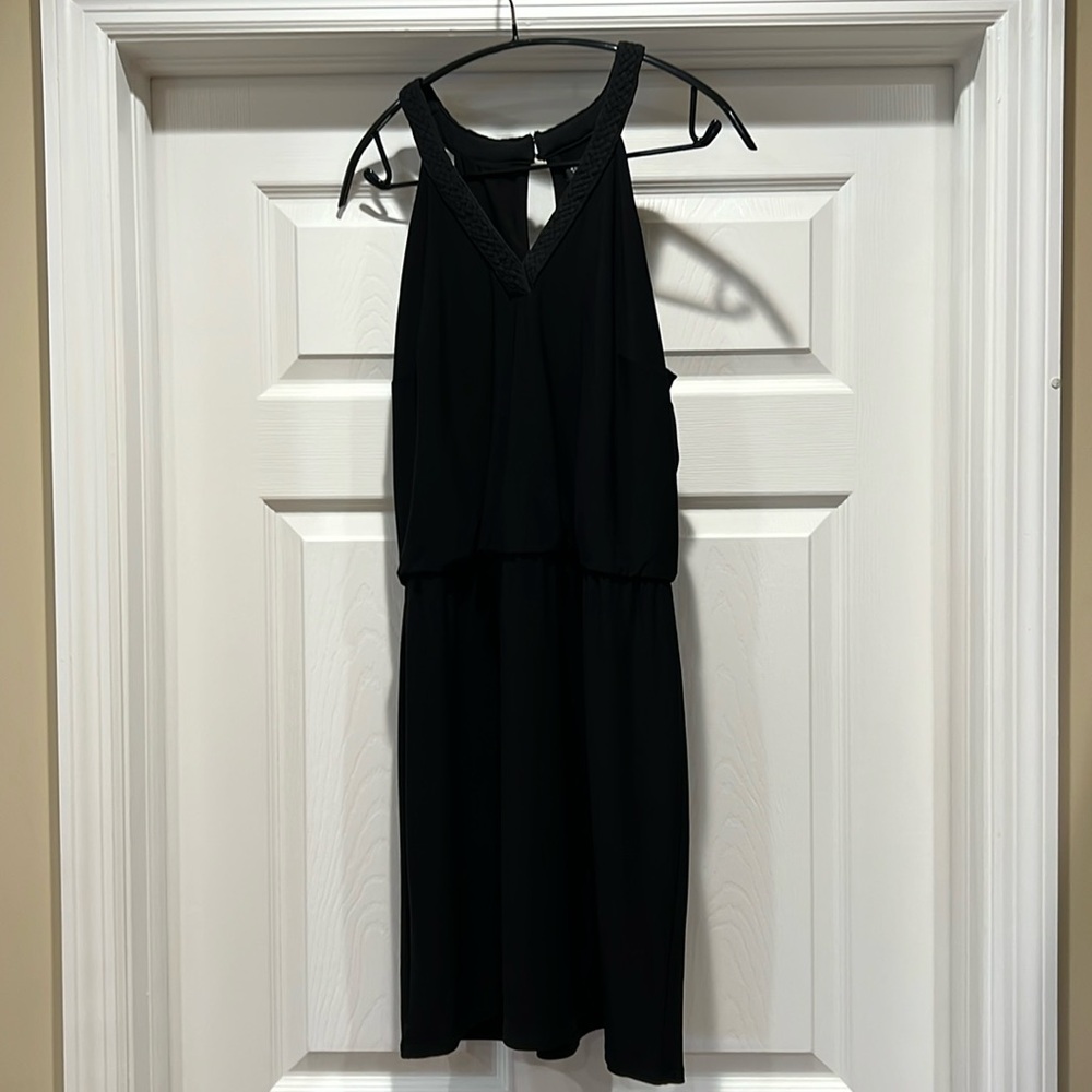 WHBM Women’s Little Black Racerback Dress Lightweight Keyhole.